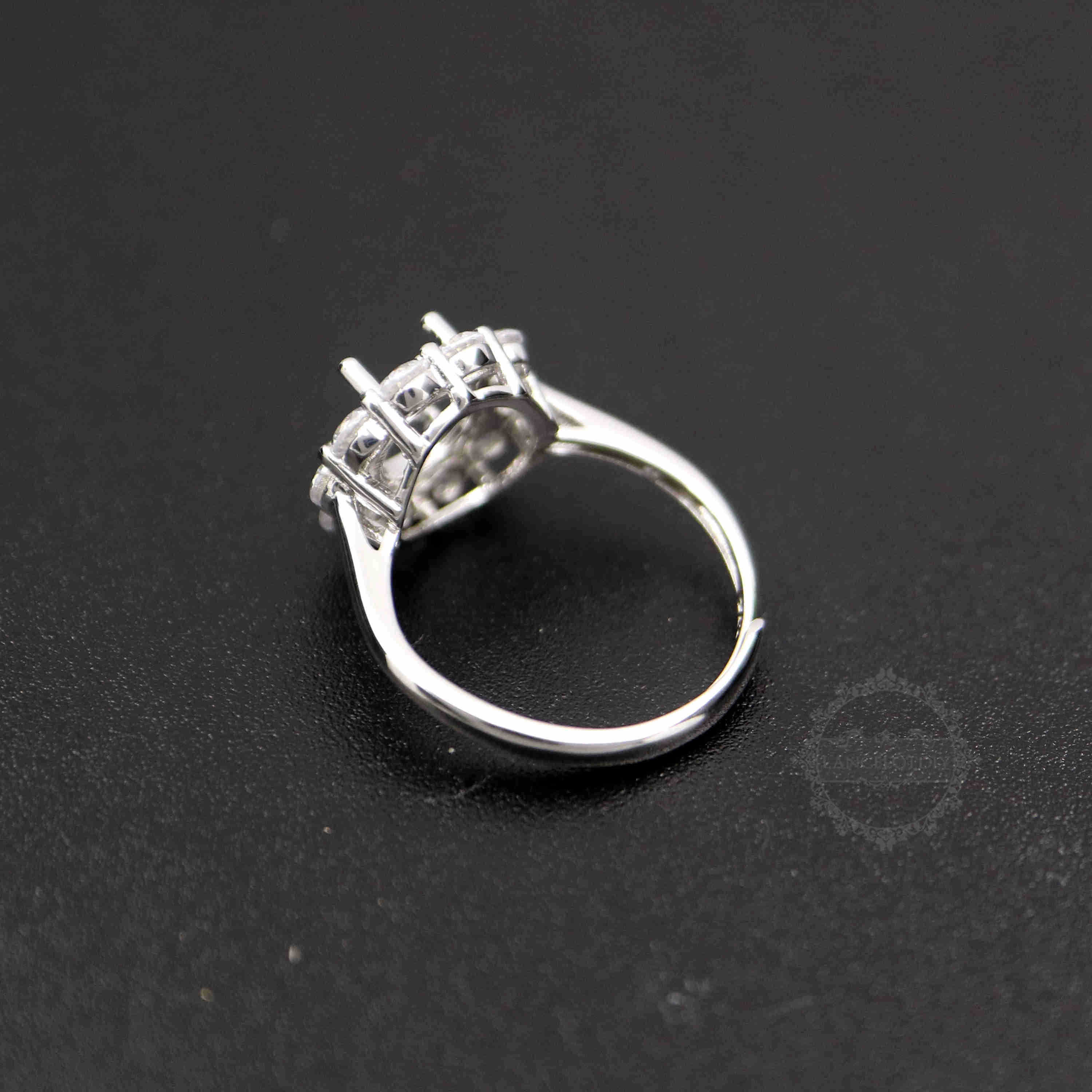 1Pcs 4-8MM Round Flower Silver Gems Cz Stone Prong Setting Solid 925 Sterling Silver Bezel Tray DIY Adjustable Ring Settings 1212046 - Click Image to Close